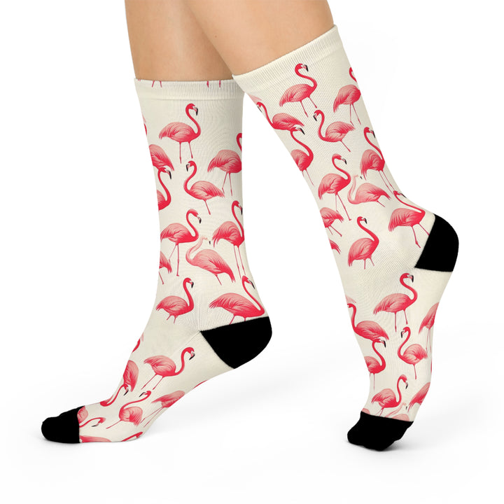 Flamingo Cushioned Crew Socks, Flamingo Socks - Brachjoyllc