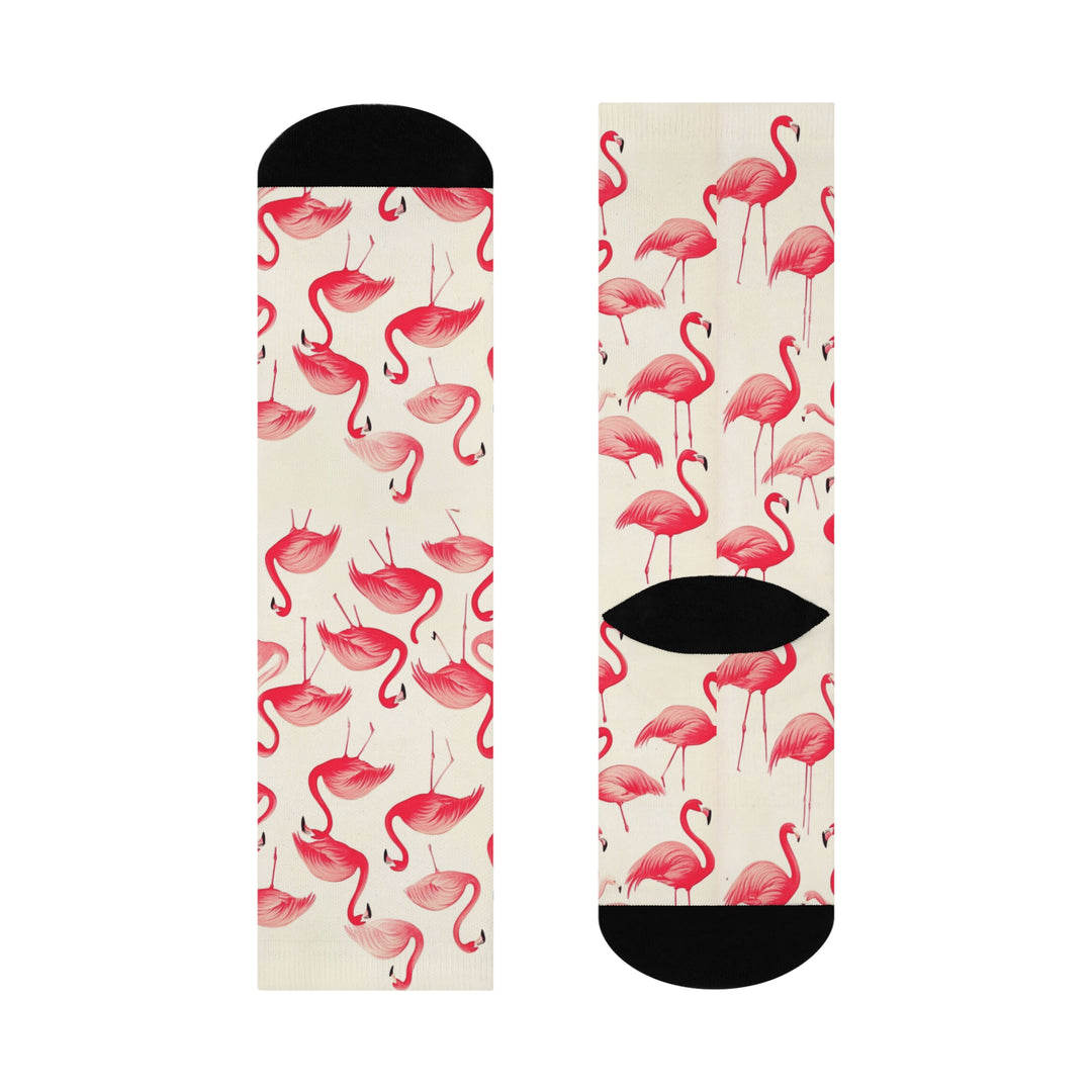 Flamingo Cushioned Crew Socks, Flamingo Socks - Brachjoyllc