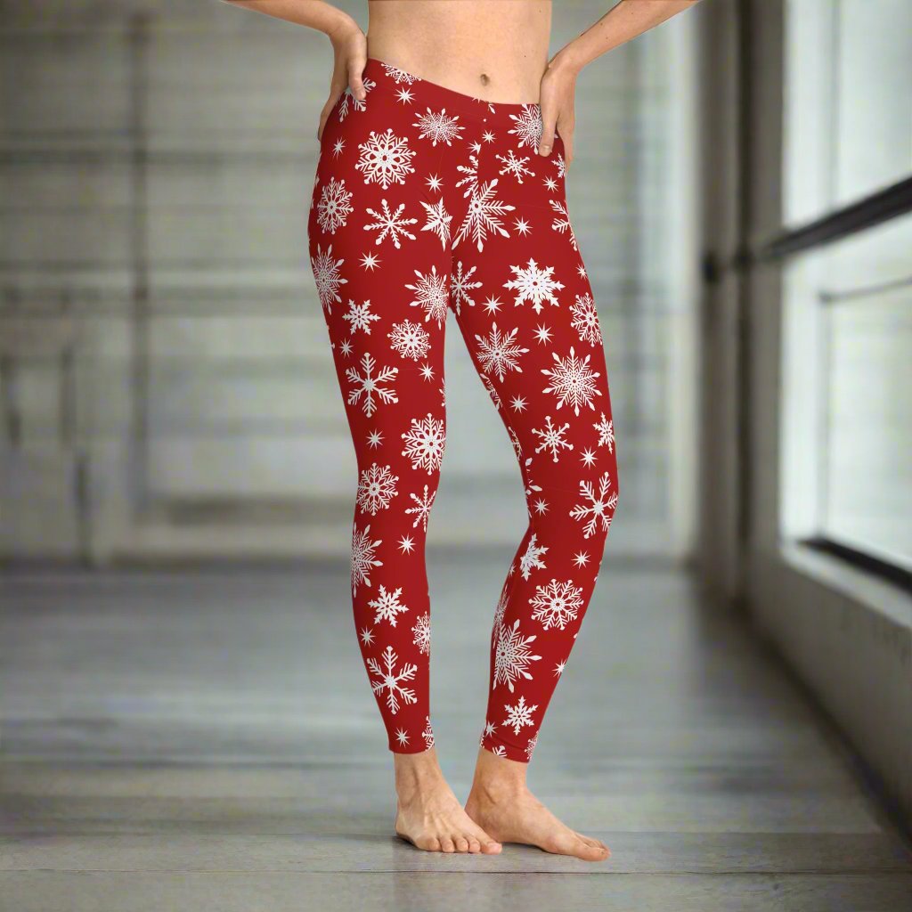 Snowflakes Yoga Pants | Blue Snowflakes Leggings outlets | High Waist