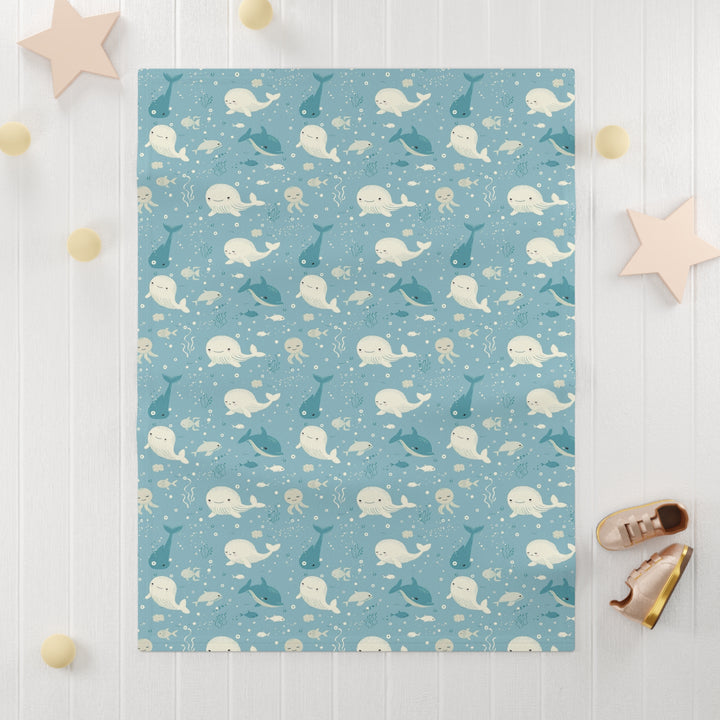 Whale Soft Fleece Baby Blanket, Whale Baby Blanket - Brachjoyllc