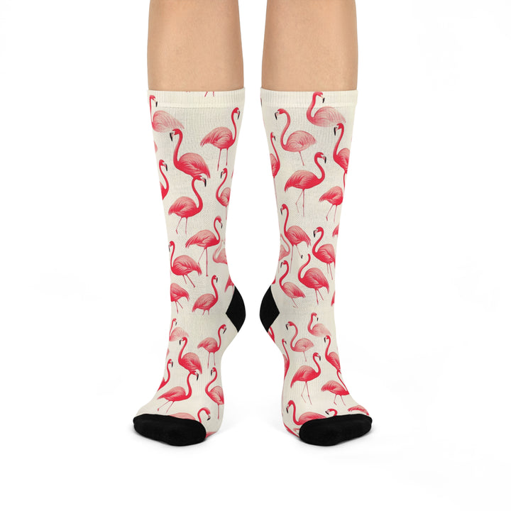 Flamingo Cushioned Crew Socks, Flamingo Socks - Brachjoyllc