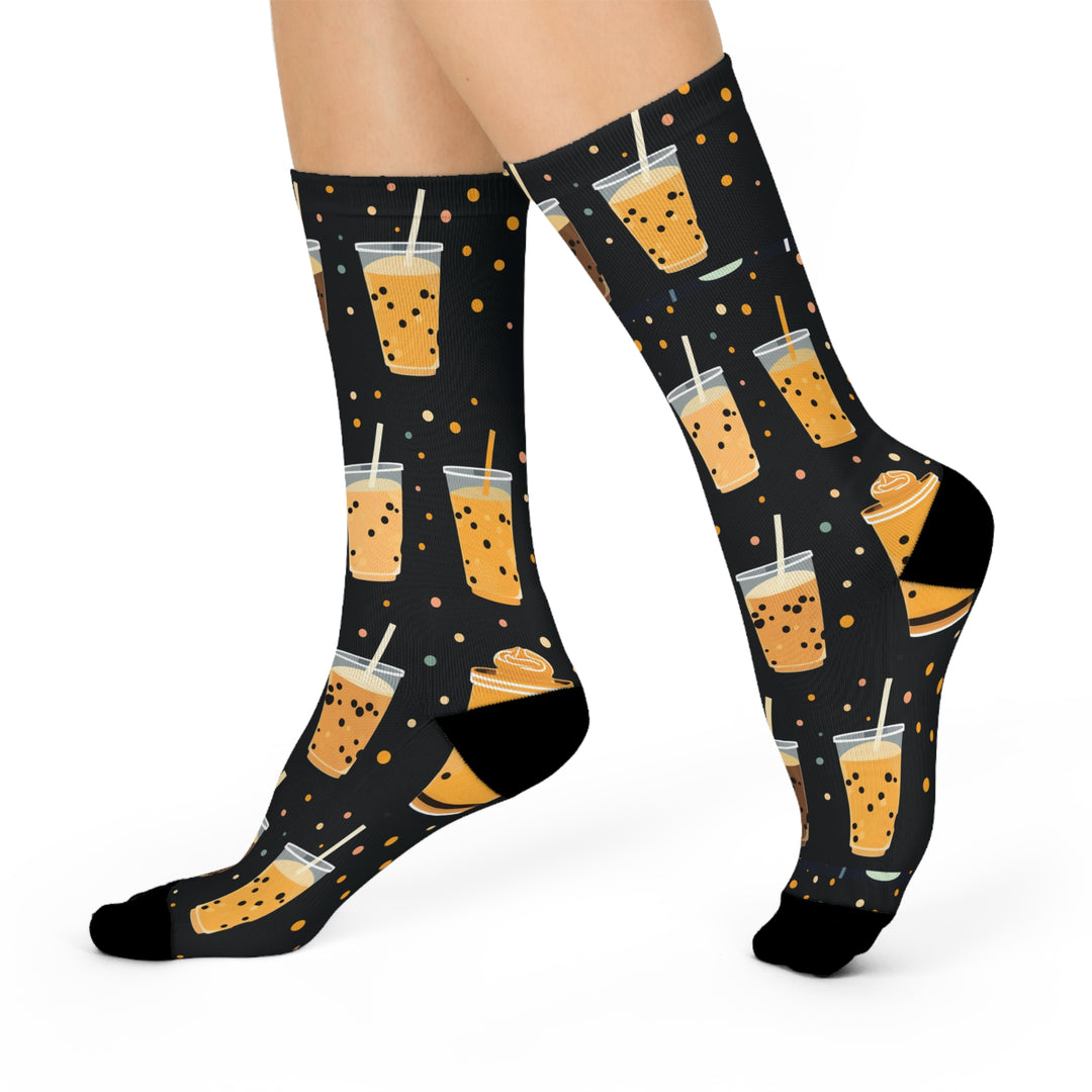 Boba Tea Cushioned Crew Socks, Bubble Tea Socks