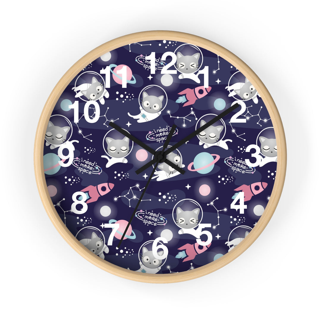 Space Cat Wall Clock, Cat Wall Clock - Brachjoyllc