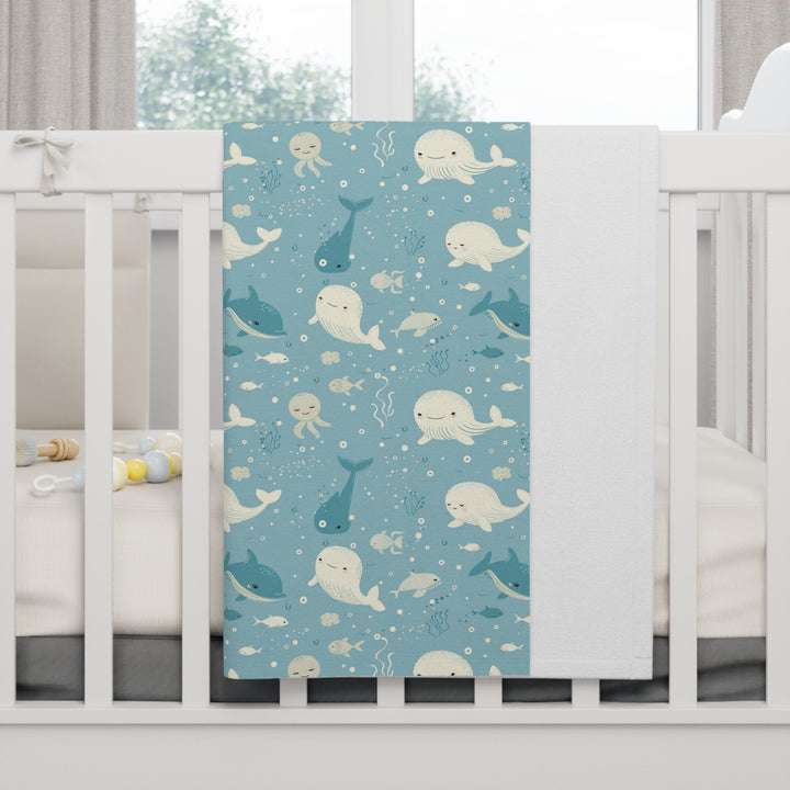 Whale Soft Fleece Baby Blanket, Whale Baby Blanket - Brachjoyllc