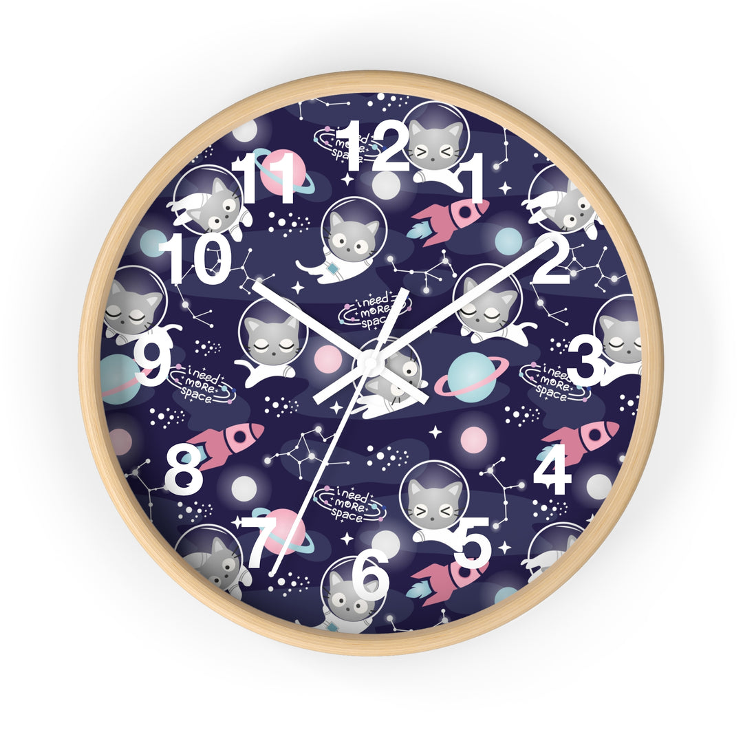 Space Cat Wall Clock, Cat Wall Clock - Brachjoyllc